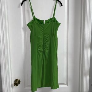 Rare vintage Vibrant Green Ruched Mini Dress y2k